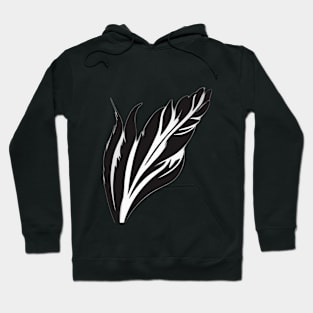 Elegant White Feather on Black Background No. 449 Hoodie